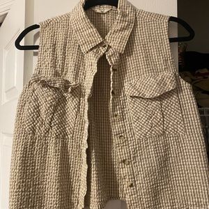 Small Gingham button up tank top